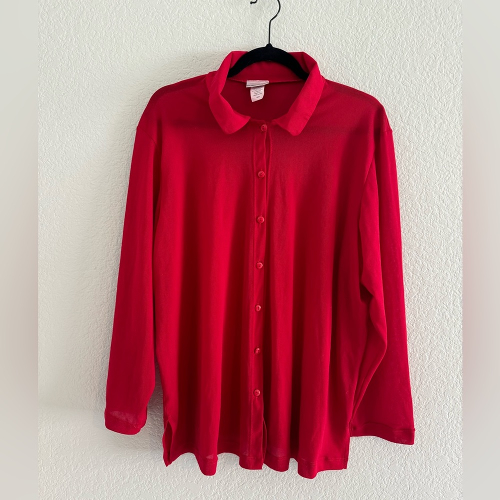 Fashion Bug red sheer blouse size‎ 18/20 trendy color long sleeve over sized